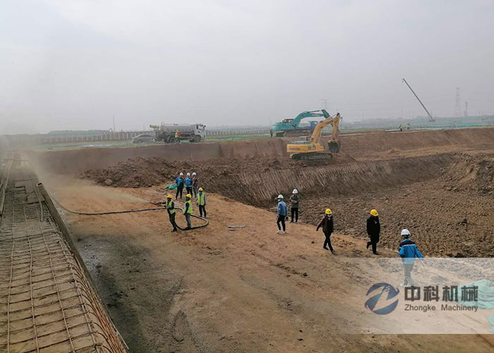 上海宝冶雄安新区基坑支护湿喷机施工现场