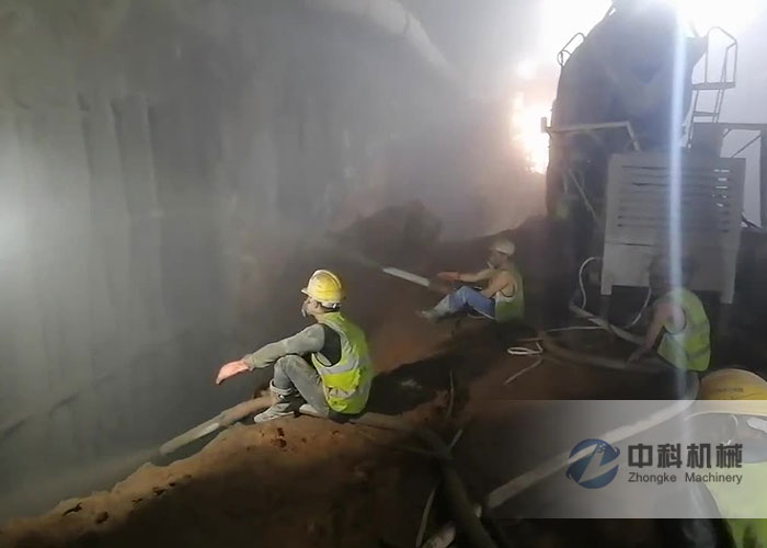 隧道专用双喷液压混凝土湿喷机施工视频