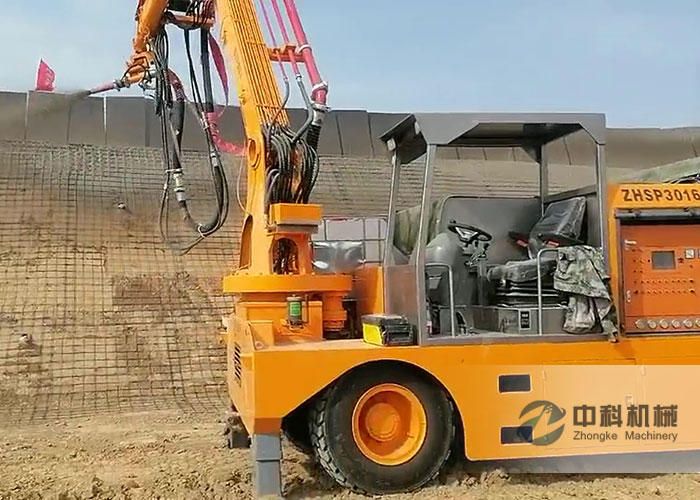 雄安新区工程底盘混凝土湿喷台车施工视频
